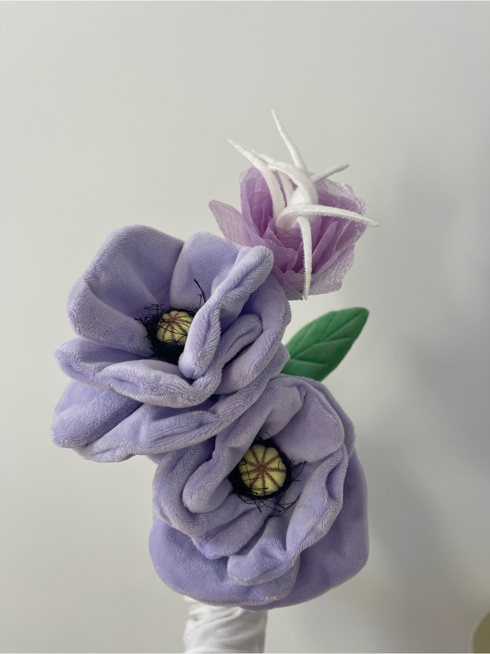 CJ Hendry pastel plush poppies and iridescent flower- 3 stems